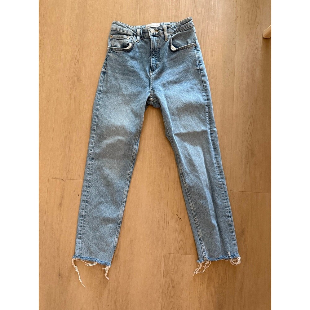 Zara High Waisted Straight Ankle Jean